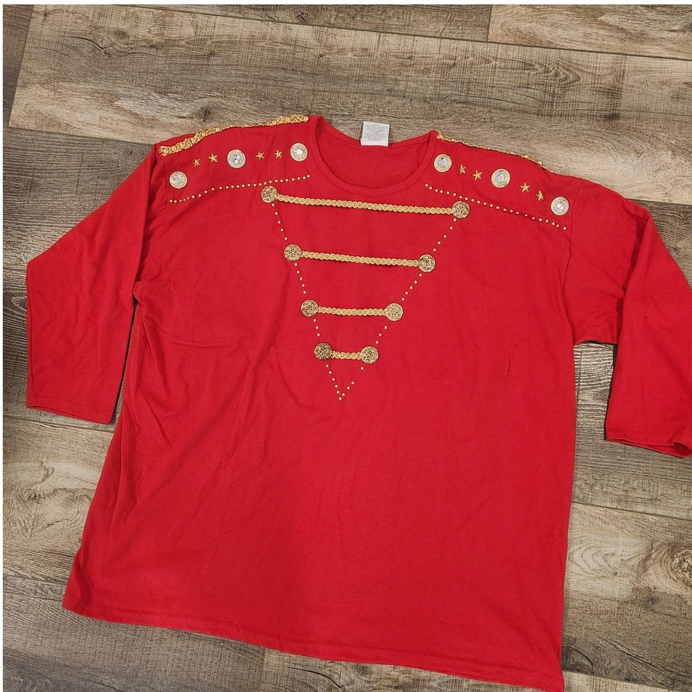 Focus Vintage Embellished Top Women Plus Red  Military Nutcracker Gold Stars USA